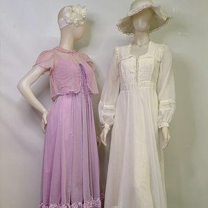 Gunne Sax inspired wedding dress and hat
